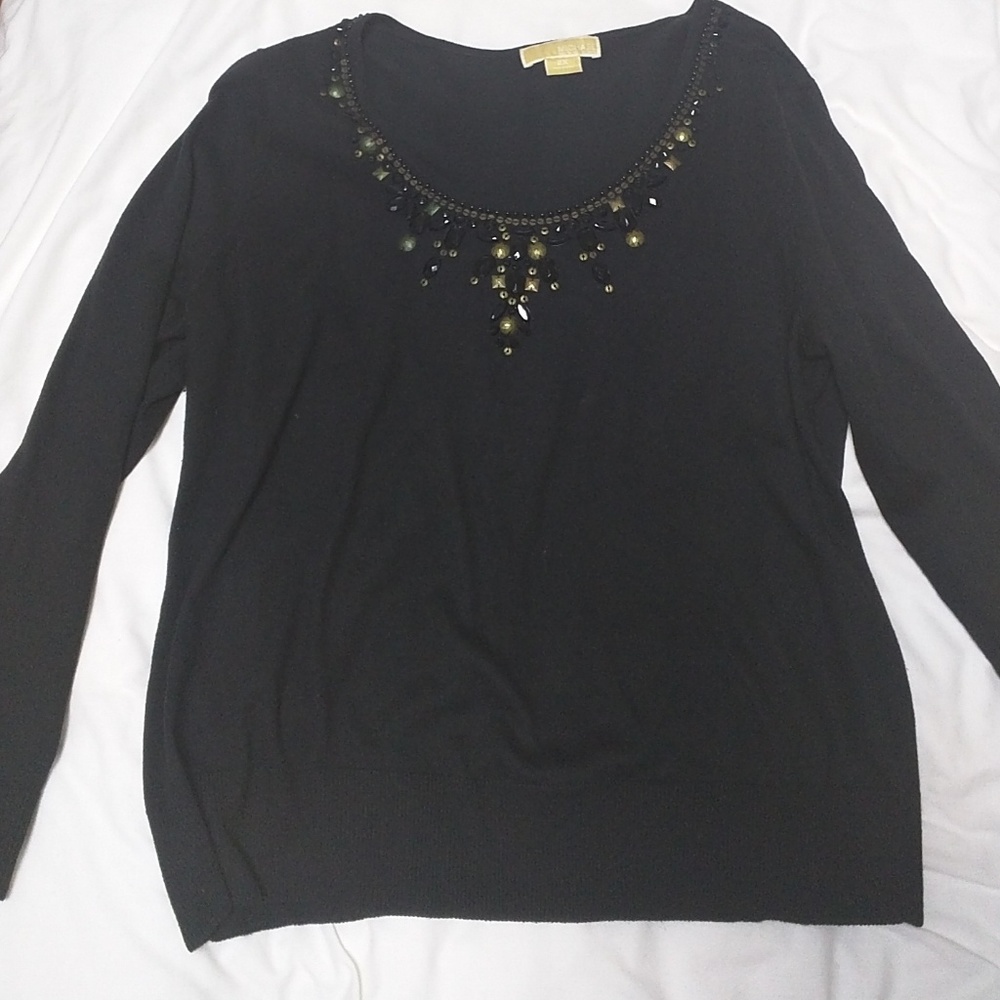 Michael Kors plus size sweater with jewel neckline
